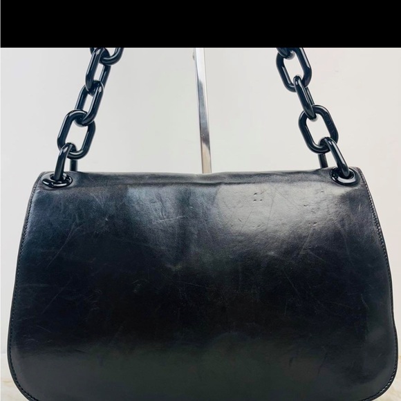 Black Prada shoulder bag with Acrylic Chain Strap - Picture 2 of 14